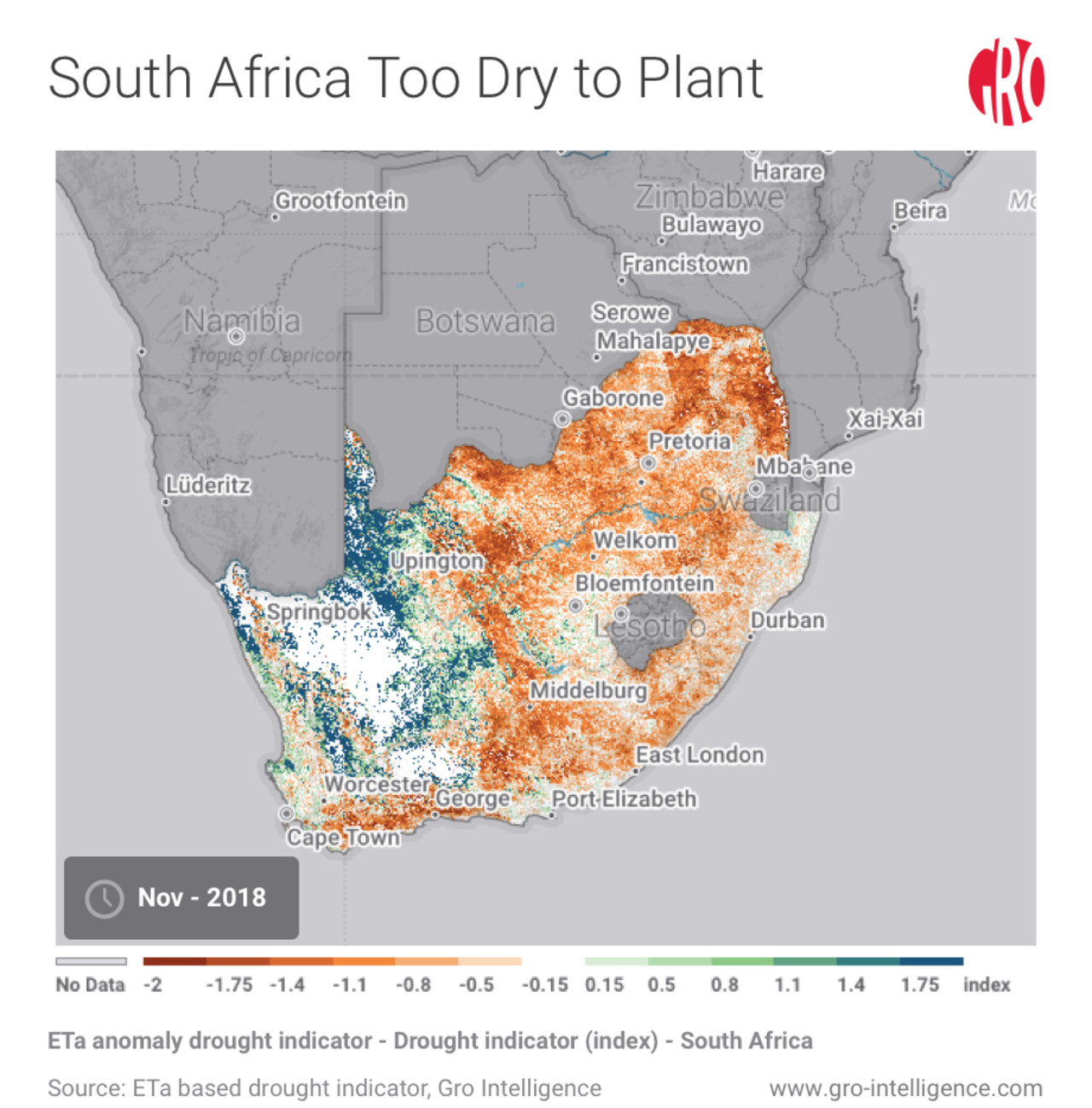 South African Map Showing Drought