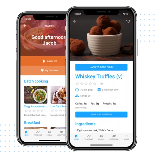 Recipes and Meal plans on Low Carb Program mobile app