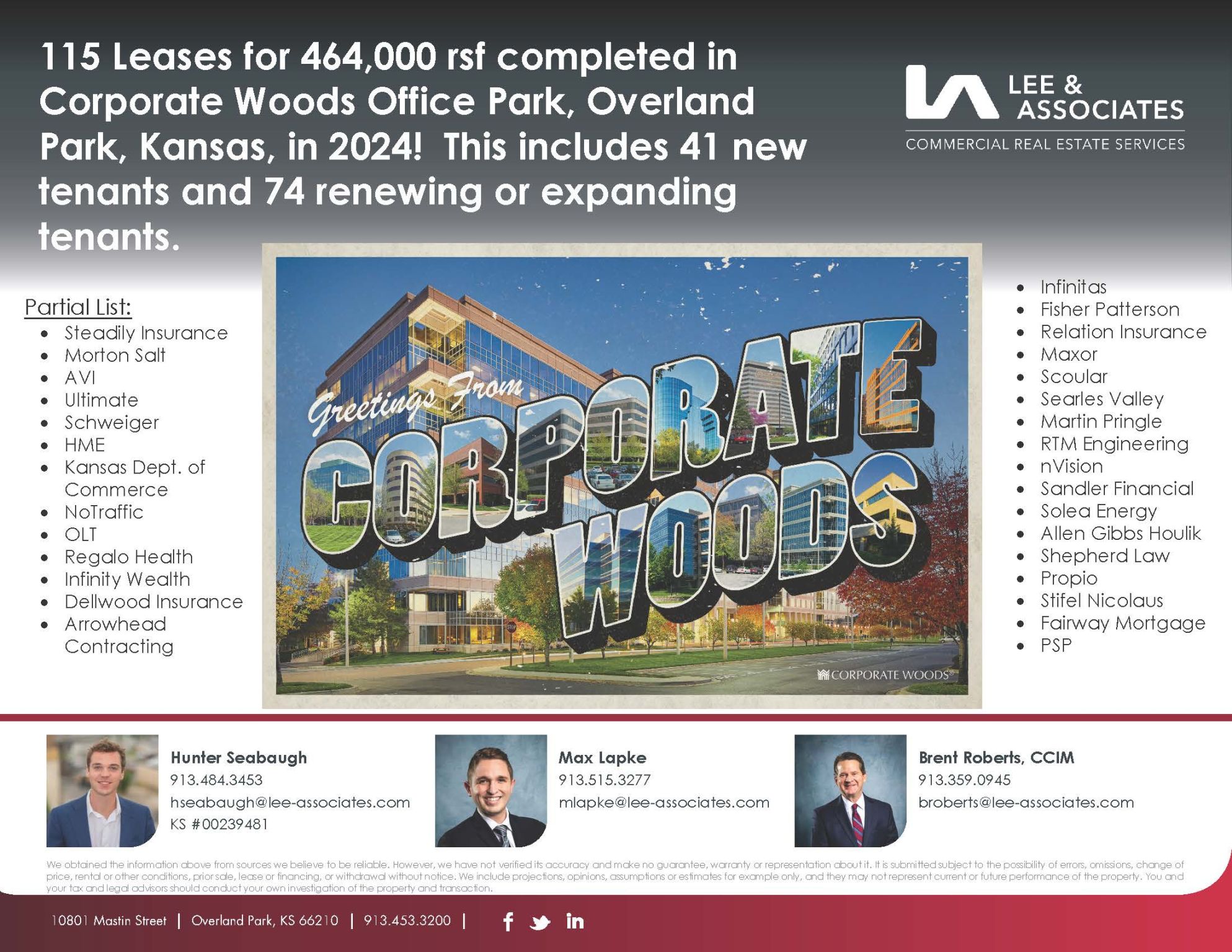 115 Leases for 464,000 rsf completed in Corporate Woods Office Park