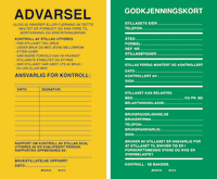 Dobbelsidig stillasskilt i plast, grønn 14x24cm