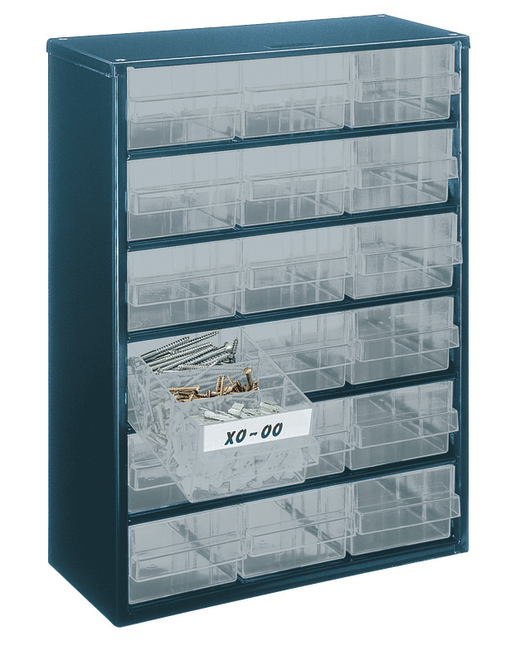 Skuffereol med 18 skuffer