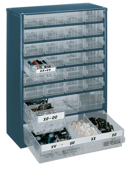 Skuffereol med 28 skuffer