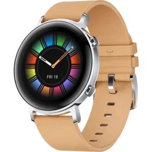 Huawei Watch GT2 Classic, 42-mm-Edelstahlgehäuse, Lederarmband