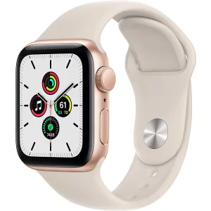 Apple Watch SE GPS, Gold Aluminiumgehäuse und Sportarmband, 40 mm