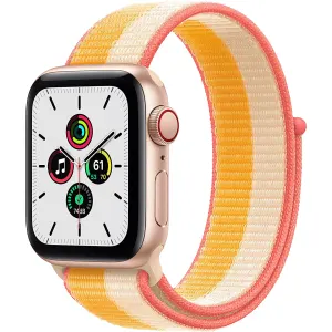 Apple Watch SE GPS + Cellular, Gold Aluminiumgehäuse und Sportarmband, 40 mm
