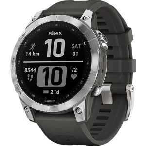 Garmin FENIX 7, Edelstahlgehäuse und Silikonarmband, 47 mm