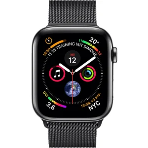 Apple Watch Serie 4 GPS + Cellular, 44 mm Edelstahlgehäuse, Milanaise Loop