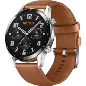 Huawei Watch GT2 Classic, 46 mm, Edelstahlgehäuse, Lederarmband