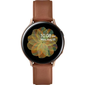 Samsung Galaxy Watch Active2 (LTE), 44-mm-Edelstahlgehäuse, Lederarmband