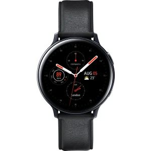 Samsung Galaxy Watch Active2, 44-mm-Edelstahlgehäuse, Lederarmband