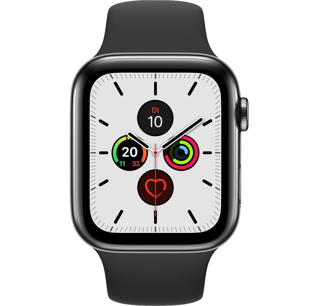 Schwarz Apple Watch Serie 5 GPS + Cellular, Edelstahlgehäuse,  44 mm.1