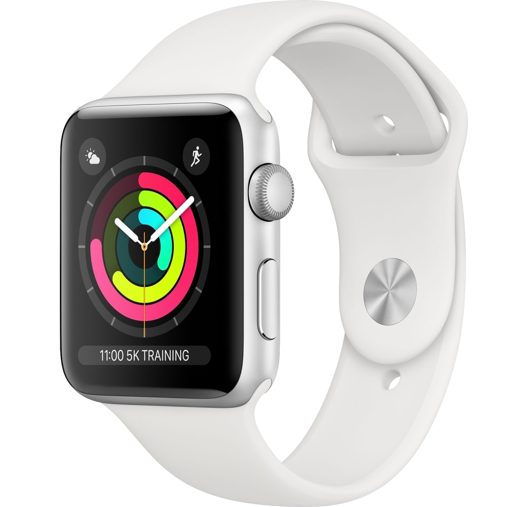 Weiß Apple Watch Series 3 GPS, 38 mm Aluminium-Gehäuse, Sportband.2