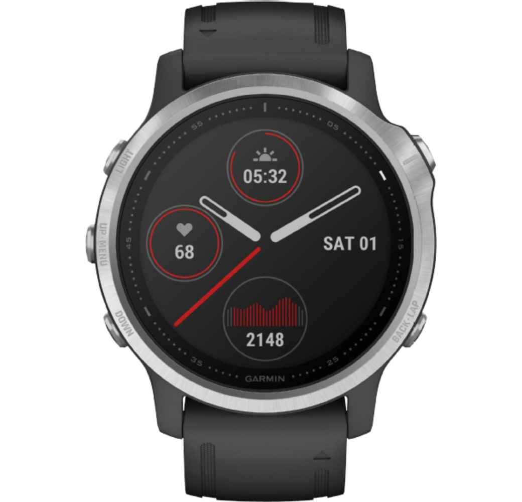 Black Garmin Fenix ​​6s Smartwatch, Edelstahlgehäuse, 42 mm.1