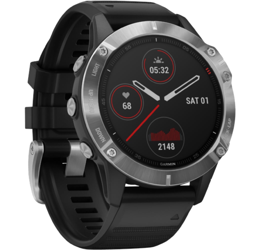 Negro Garmin Fenix ​​6 Smartwatch, acero inoxidable, 47 mm.4