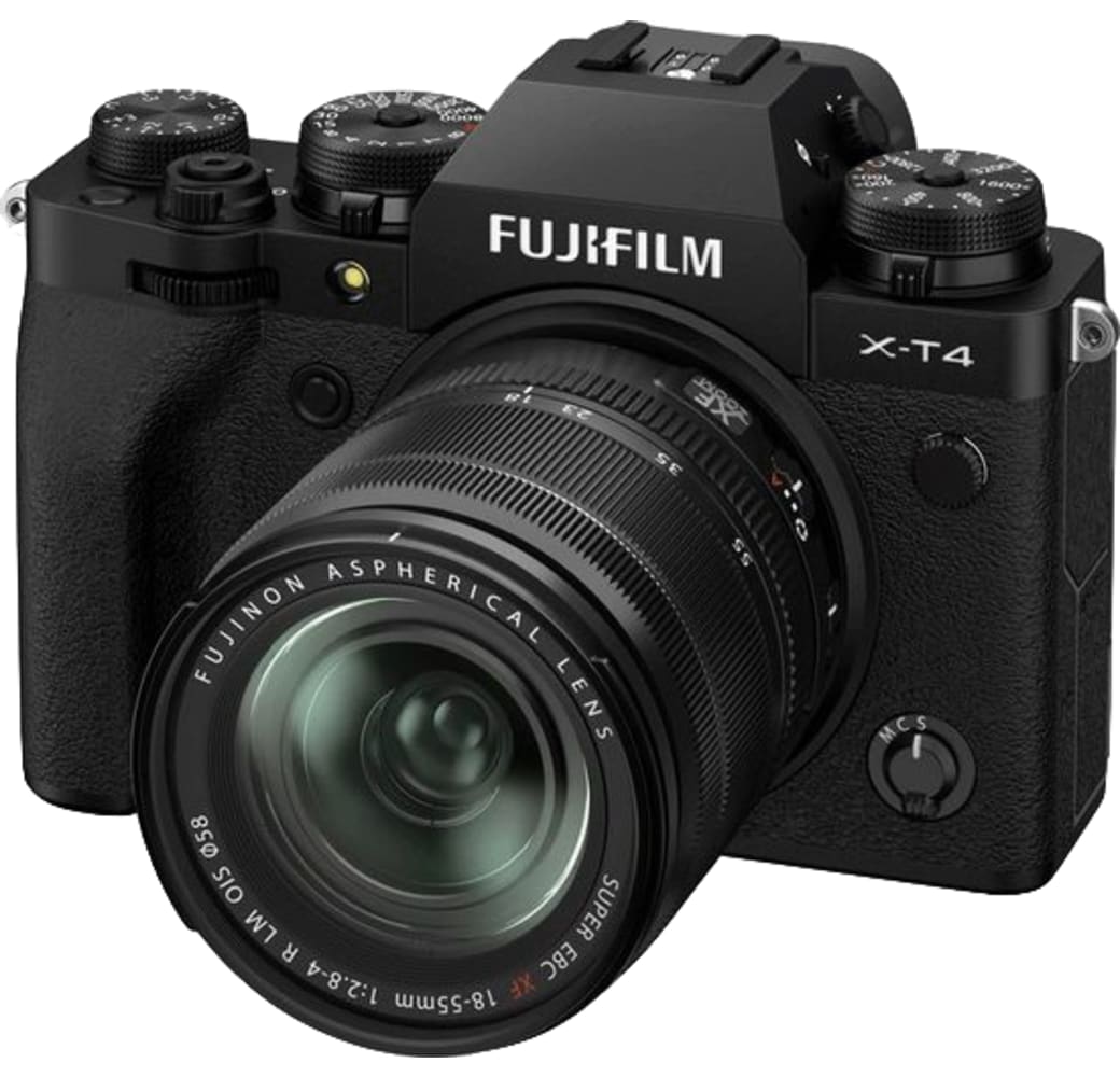 Zwart Fujifilm X-T4 Systeemcamera, met lens XF 18-55mm f/2.8-4 R LM OIS.1