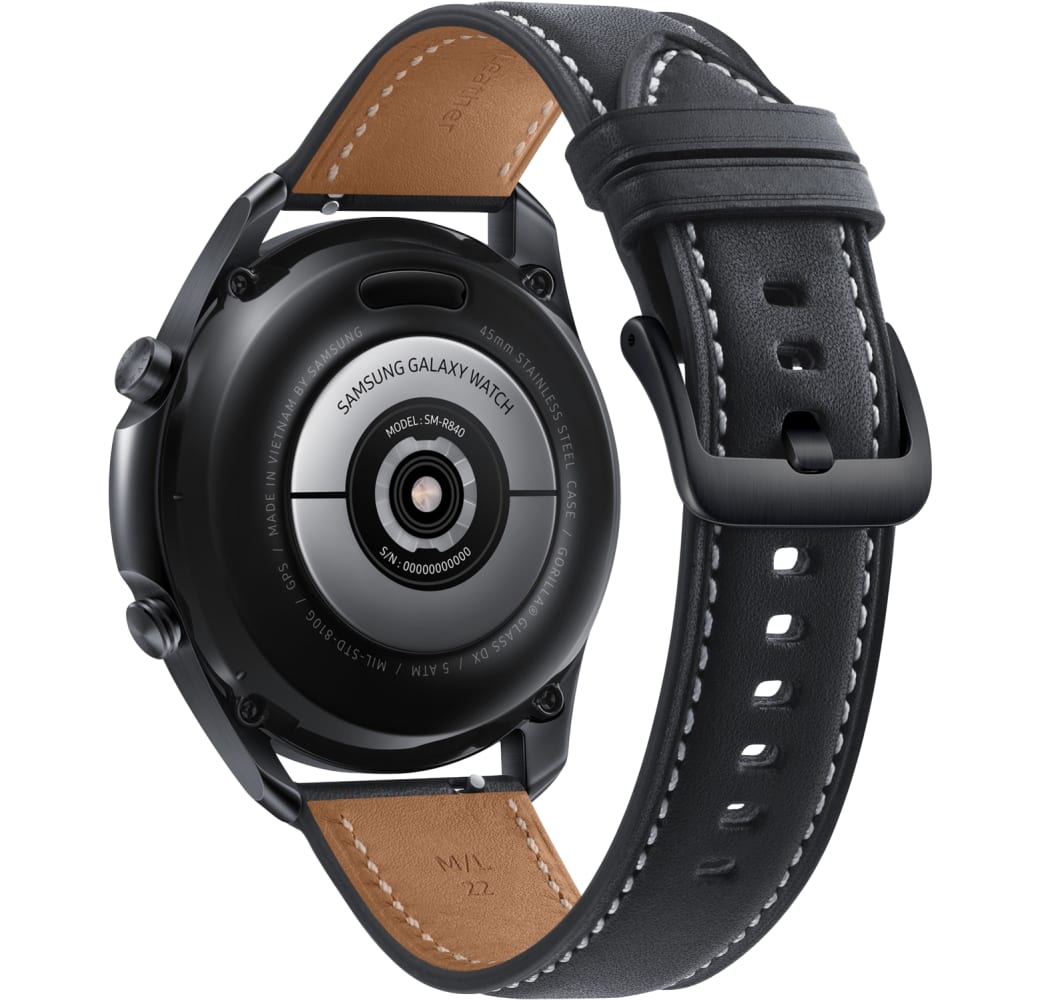 Negro Samsung Galaxy Watch 3 (LTE), 45mm Caja de acero inoxidable, correa de cuero auténtico.4