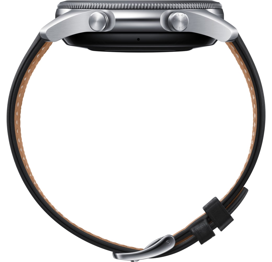 Plata Samsung Galaxy Watch 3 (LTE), 45mm Caja de acero inoxidable, correa de cuero auténtico.3