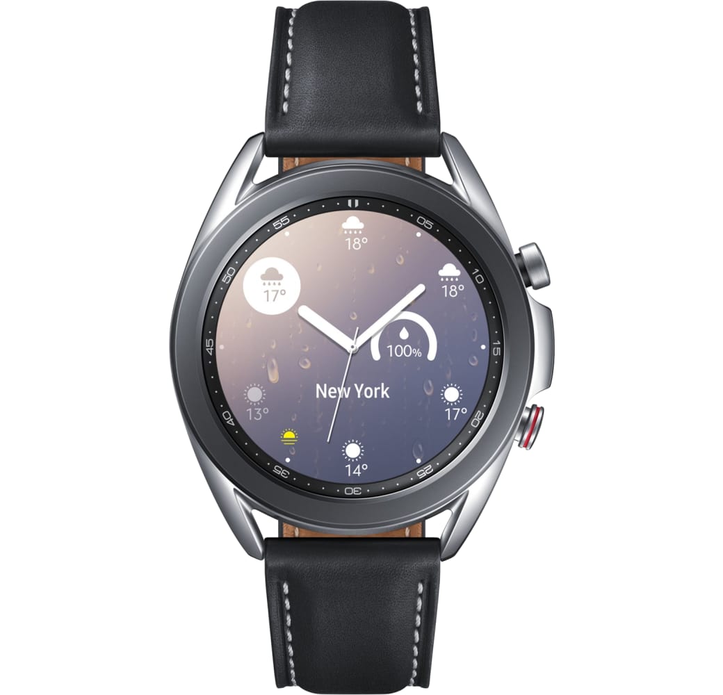 Mystic Zilver Samsung Galaxy Watch3 (LTE), 41mm Stainless steel case, Real leather band.2