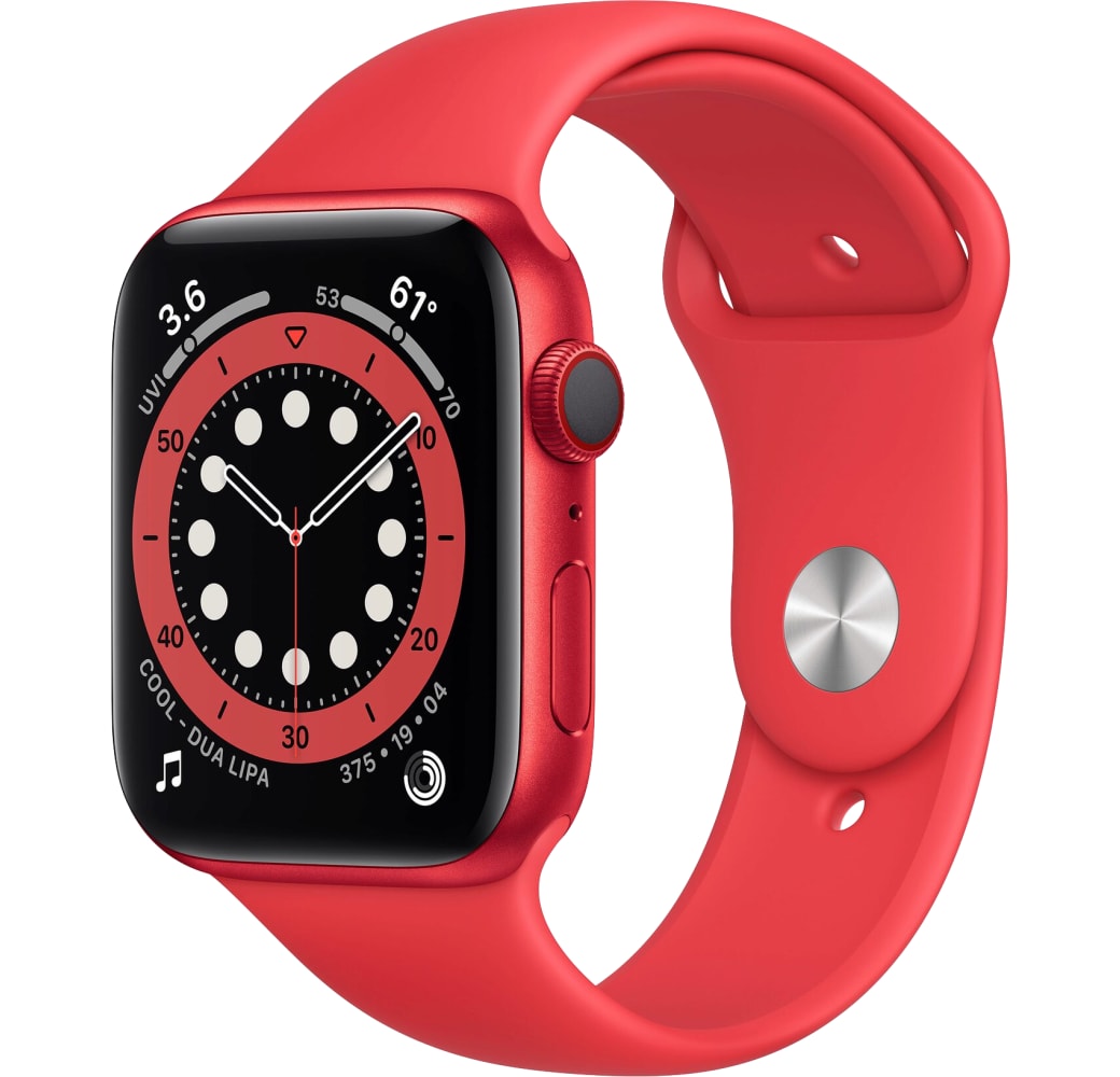 Rood Apple Watch Series 6 GPS + mobiel, Aluminium behuizing, 44 mm.1