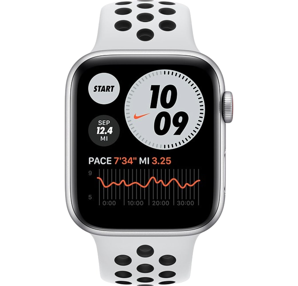 Platinum/black Apple Watch Nike SE GPS + Cellular, Aluminium case, 44mm.2