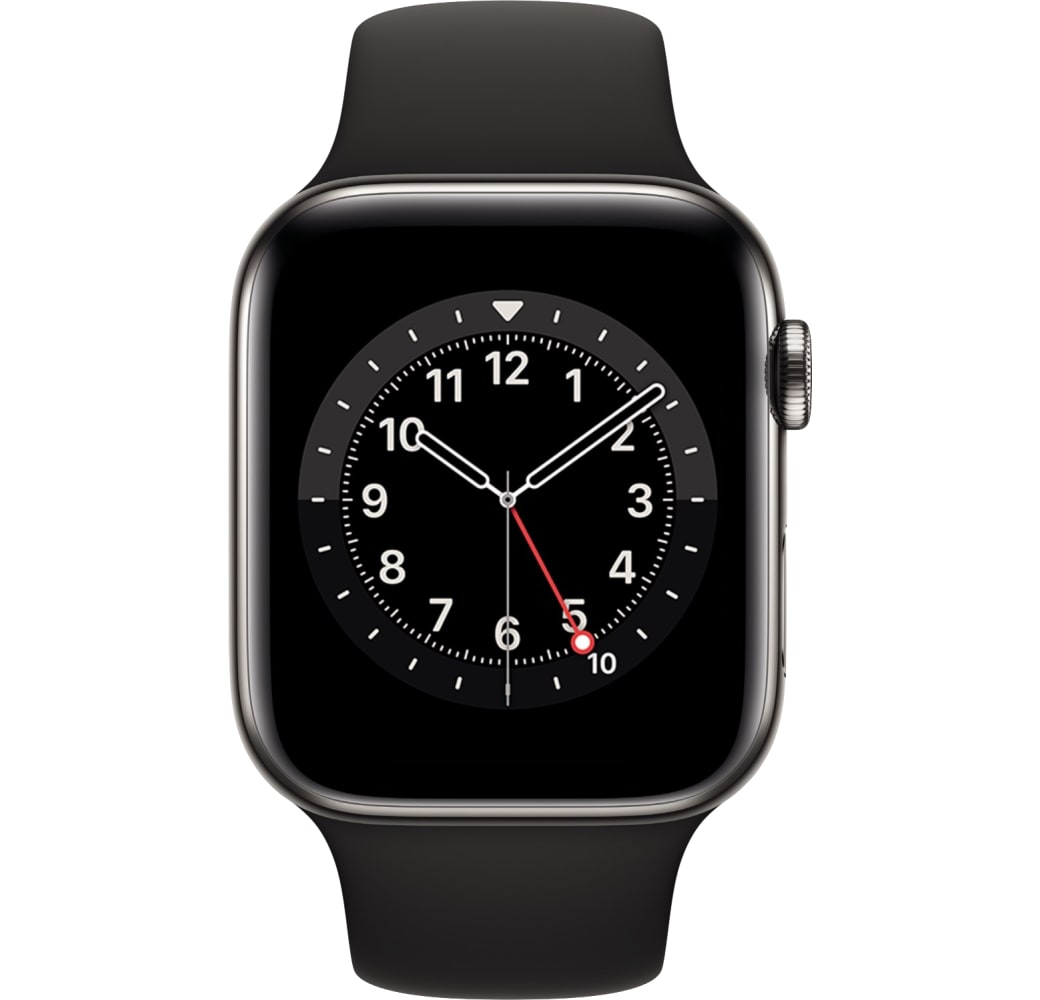 Black Apple Watch Series 6 GPS + Cellular , Stainless steel case, 44mm.2