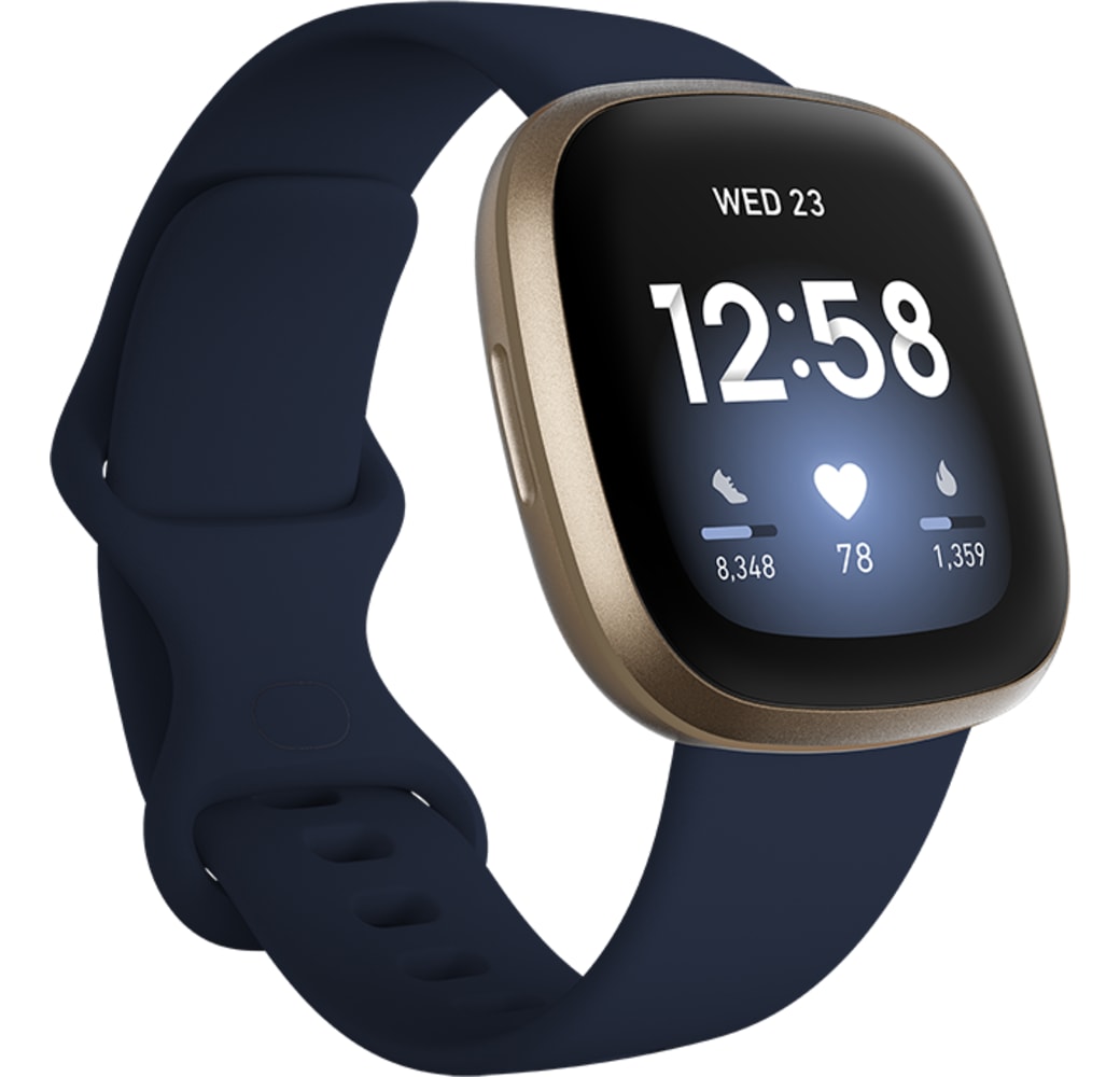 Middernacht & Zacht goud Fitbit Versa 3 smartwatch, Aluminium behuizing, 41 mm.1