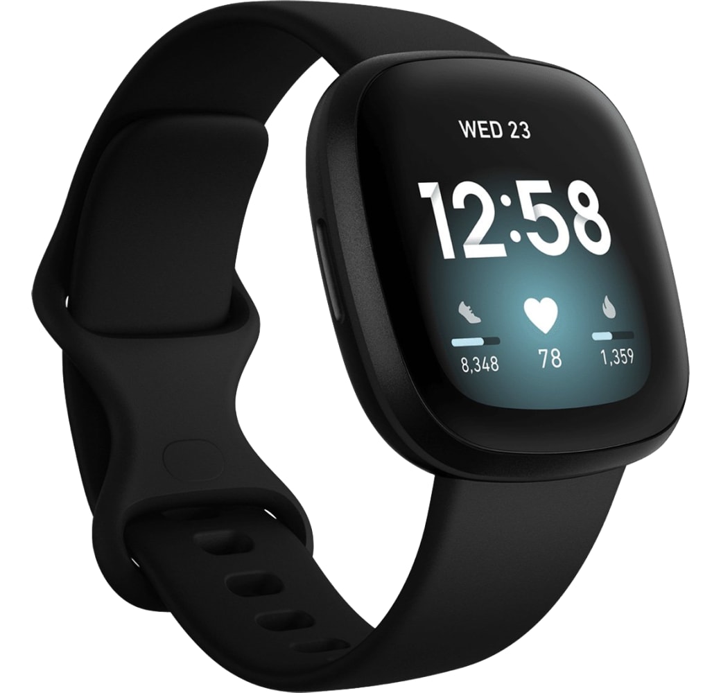 Zwart Fitbit Versa 3 smartwatch, Aluminium behuizing, 41 mm.1