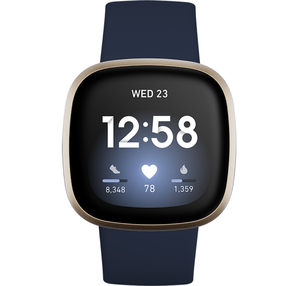 Middernacht & Zacht goud Fitbit Versa 3 smartwatch, Aluminium behuizing, 41 mm.2