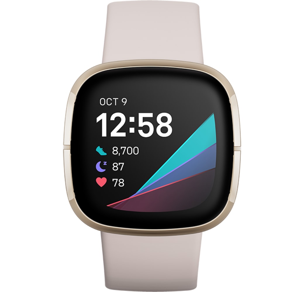 Lunar white & Soft gold Fitbit Sense Smartwatch, Stainless steel case, 41mm.2