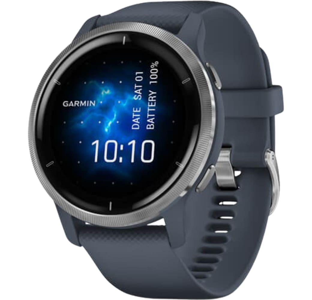 Granietblauw / Zilver Garmin Venu 2 smartwatch, vezelversterkte polymeerkoffer, 45 mm.1