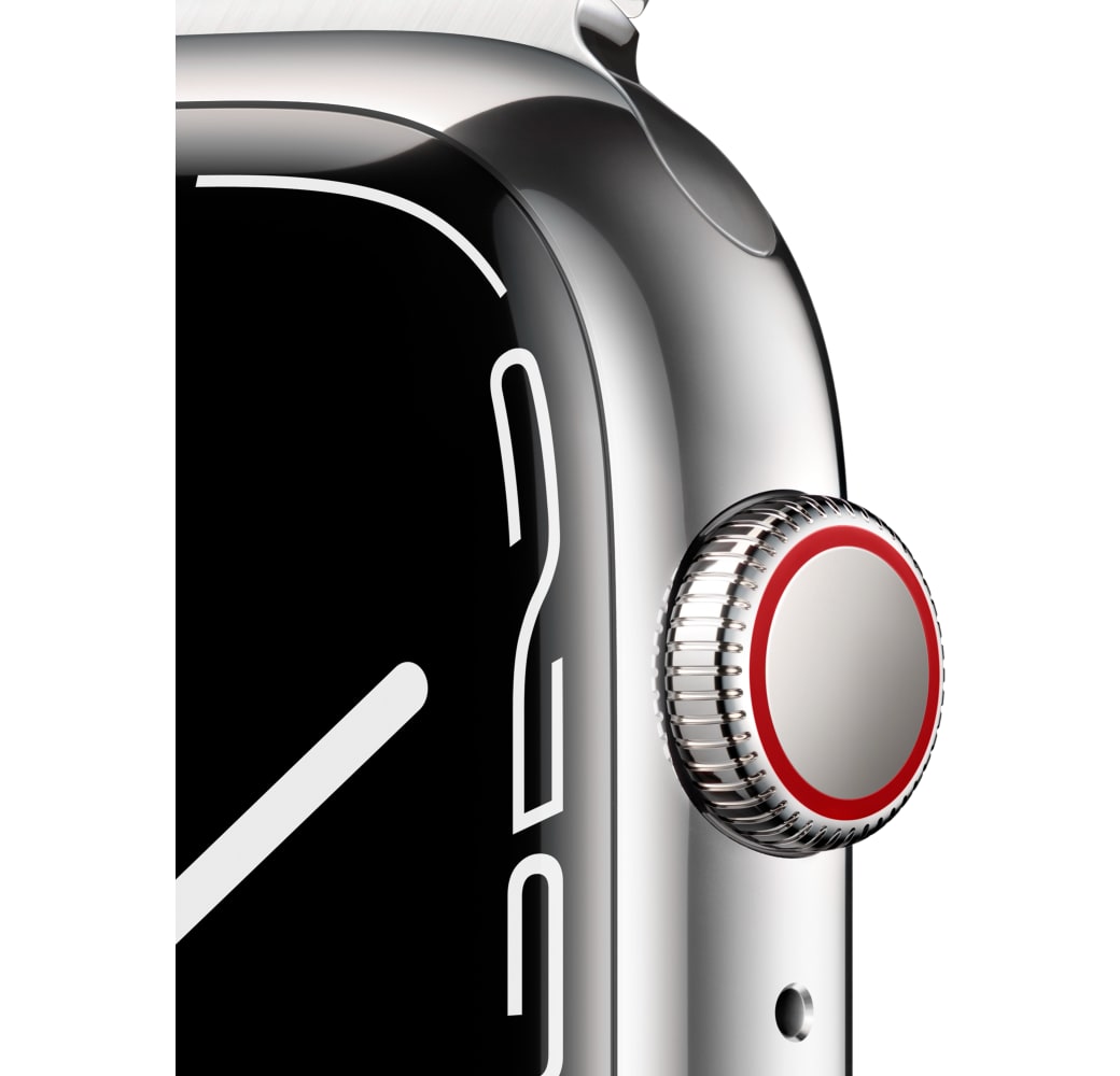 Silber Apple Watch Series 7 GPS + Cellular, Edelstahlgehäuse, 41 mm.3