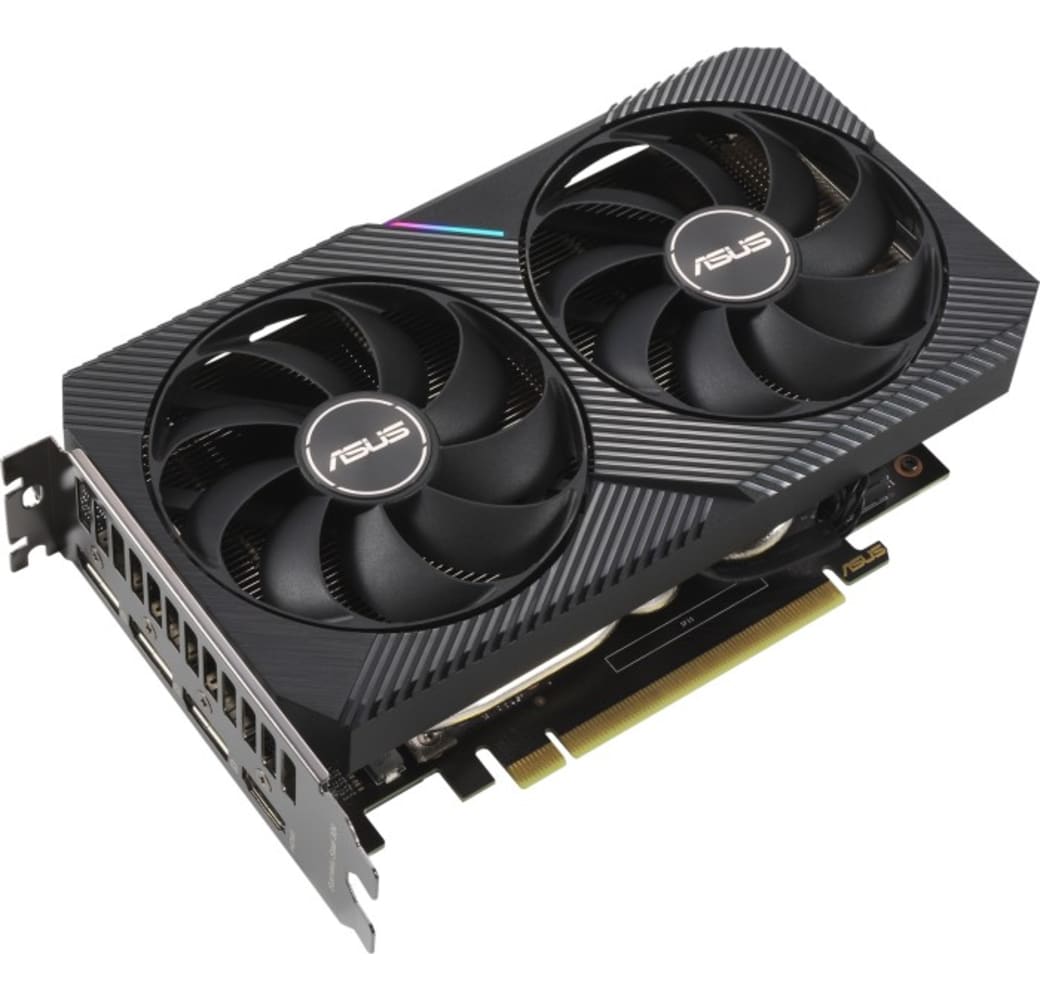 Black Asus Dual GeForce RTX 3060 Ti V2 MINI Graphics Card (LHR).1