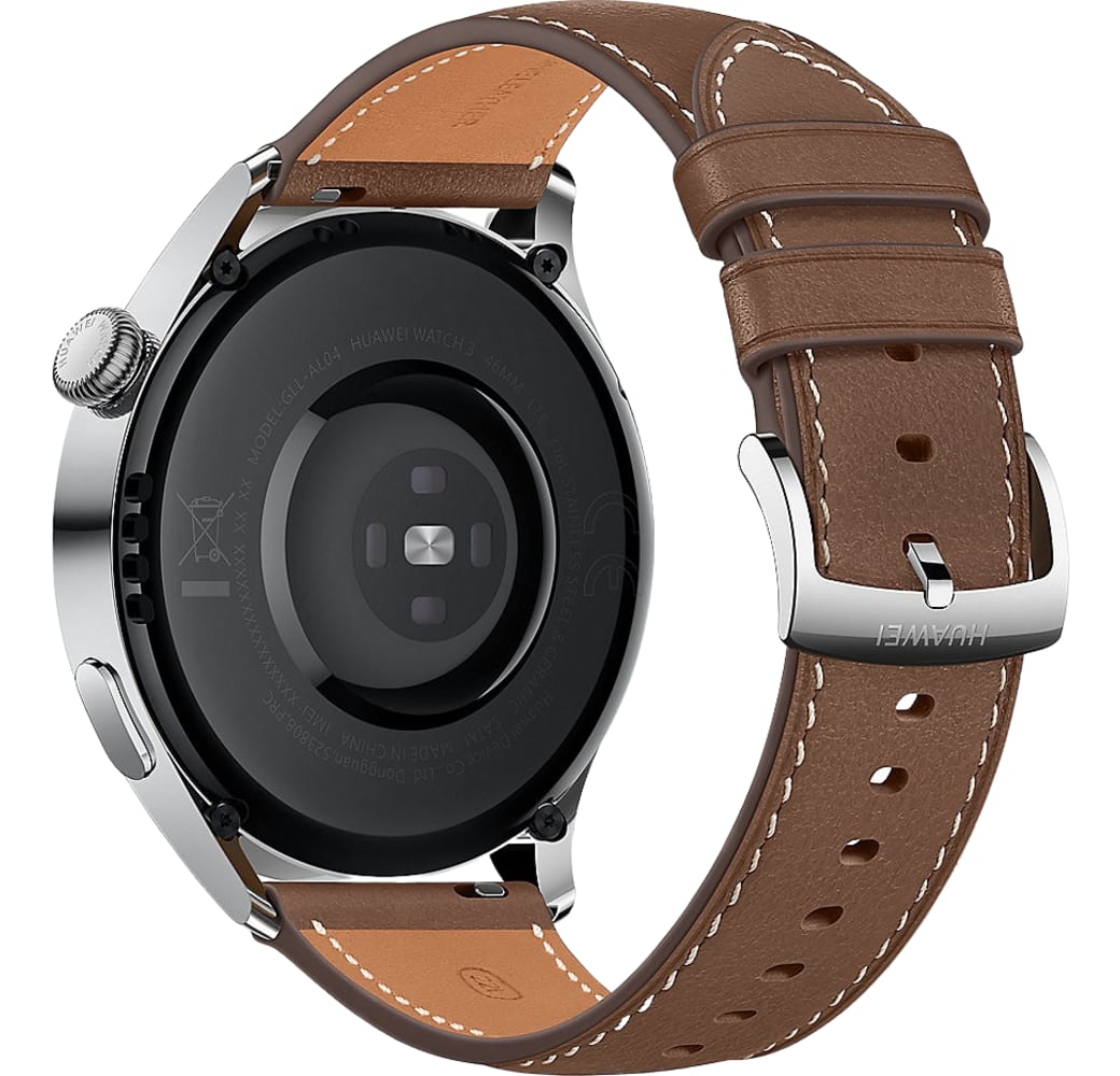 Brown Huawei 3 klassieke GPS-smartwatch, roestvrijstalen behuizing, 46 mm.4