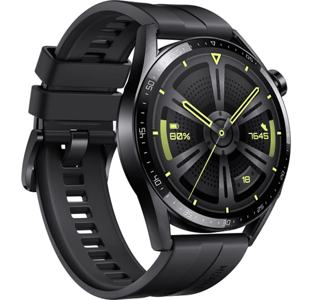 Black Huawei GT3 Smartwatch, Stainless Steel Case, 46mm.3