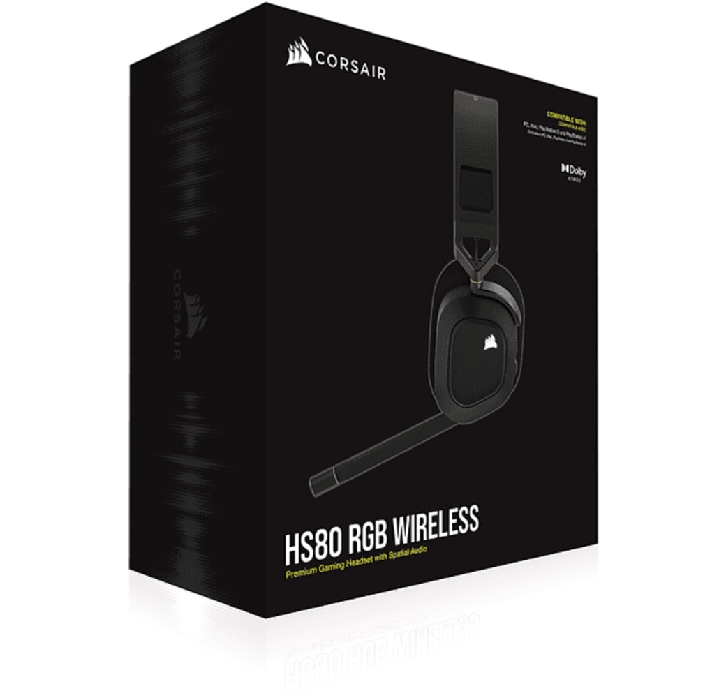 Carbón Auriculares para juegos de oído sobre orejas Corsair HS80 RGB.3