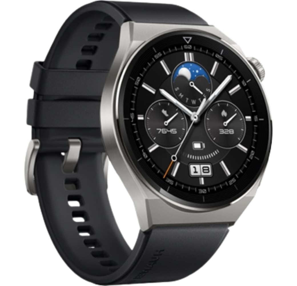 Grijs Huawei GT 3 pro smartwatch, titanium behuizing, 46mm.2