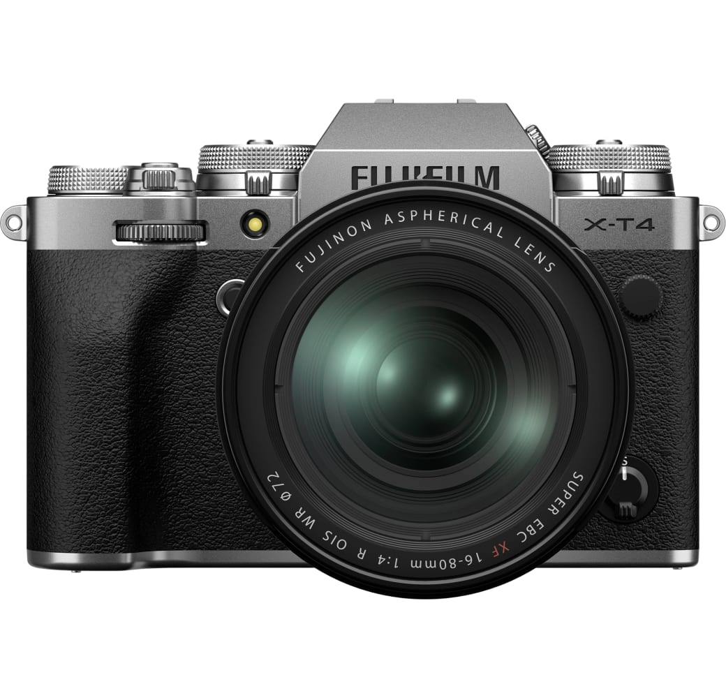 Silber Fujifilm X-T4 Systemkamera, mit Objektiv XF 16-80mm f/4 R OIS WR.8