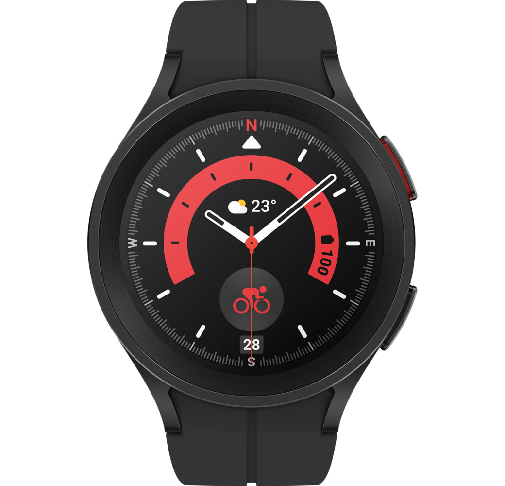 Zwart Titanium Samsung Galaxy Watch5 Pro smartwatch, titanium behuizing, 45 mm.2