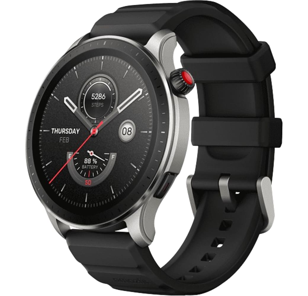Black Amazfit GTR 4 smartwatch, Aluminium behuizing, 46 mm.1
