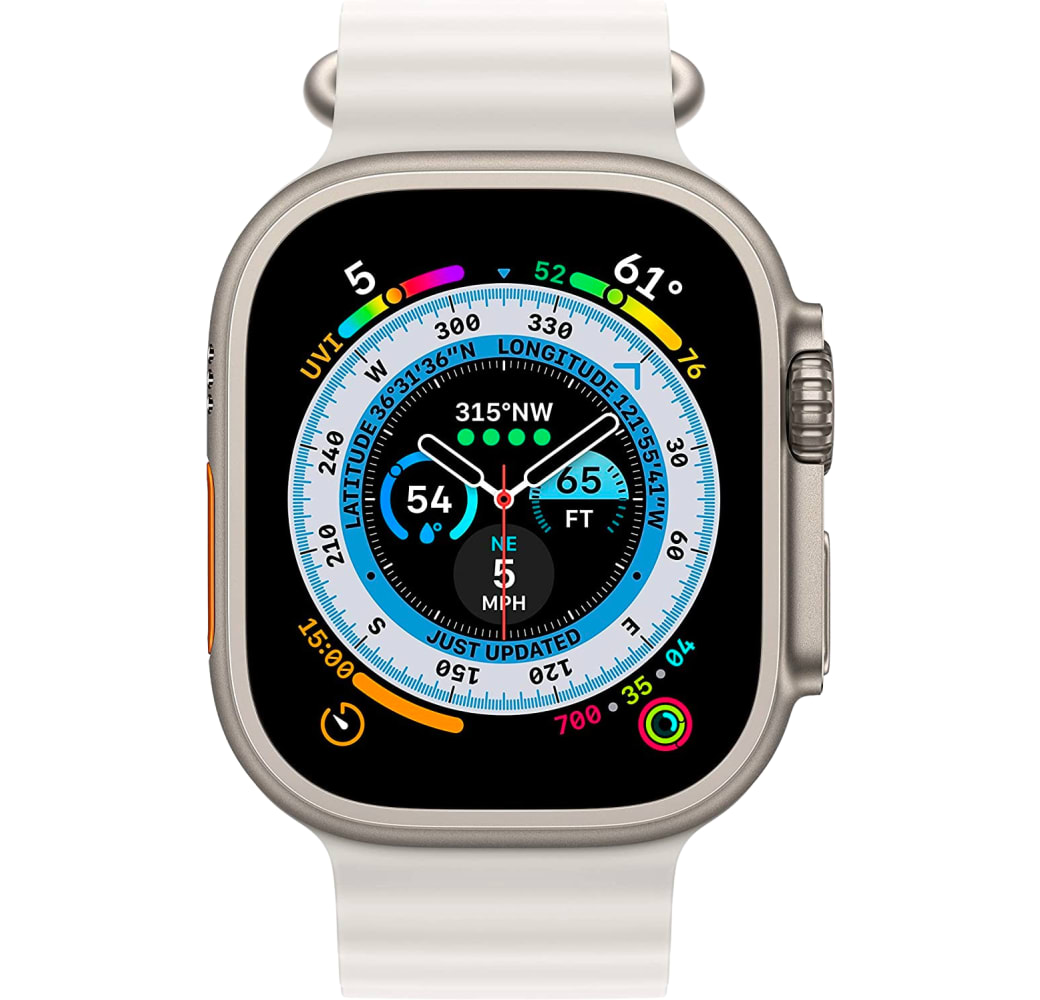 White Apple Watch Ultra GPS + mobiel, titanium behuizing, 49 mm.2