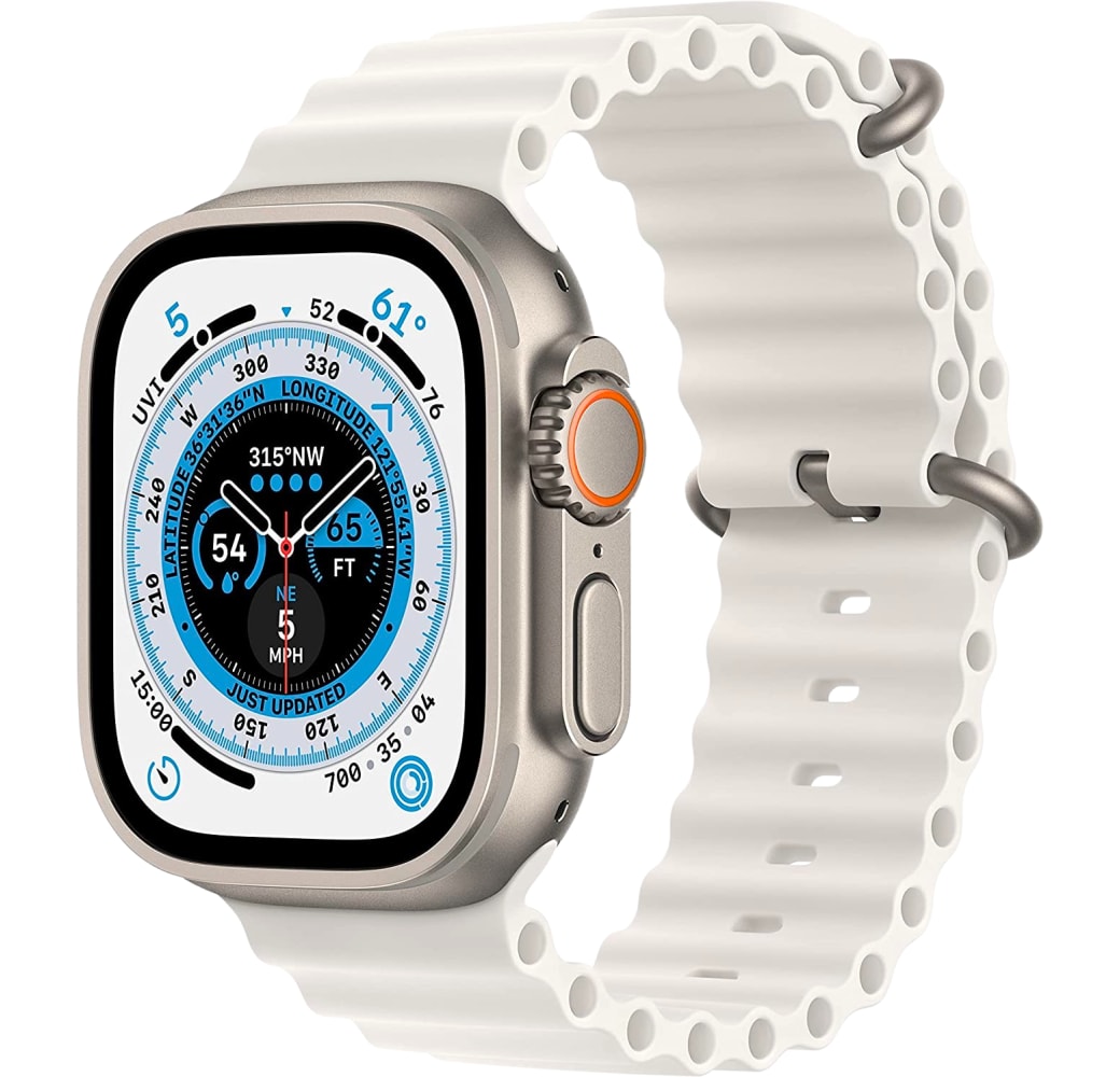 White Apple Watch Ultra GPS + Cellular, titanium behuizing, 49mm.1