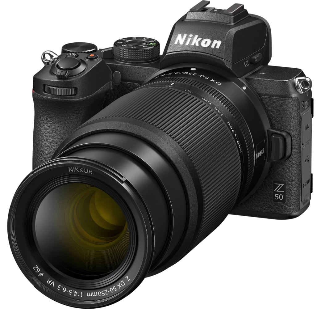 Schwarz Nikon Z50 Systemkamera, mit Objektiv Nikkor Z DX 16-50mm f/3.5-6.3 VR + Nikkor Z DX 50-250mm f/4.5-6.3 VR.4
