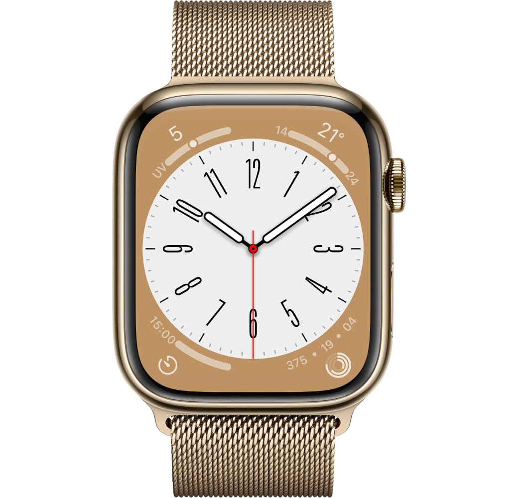 Gold Apple Watch Series 8 GPS + Cellular, Edelstahlgehäuse, 45 mm.2