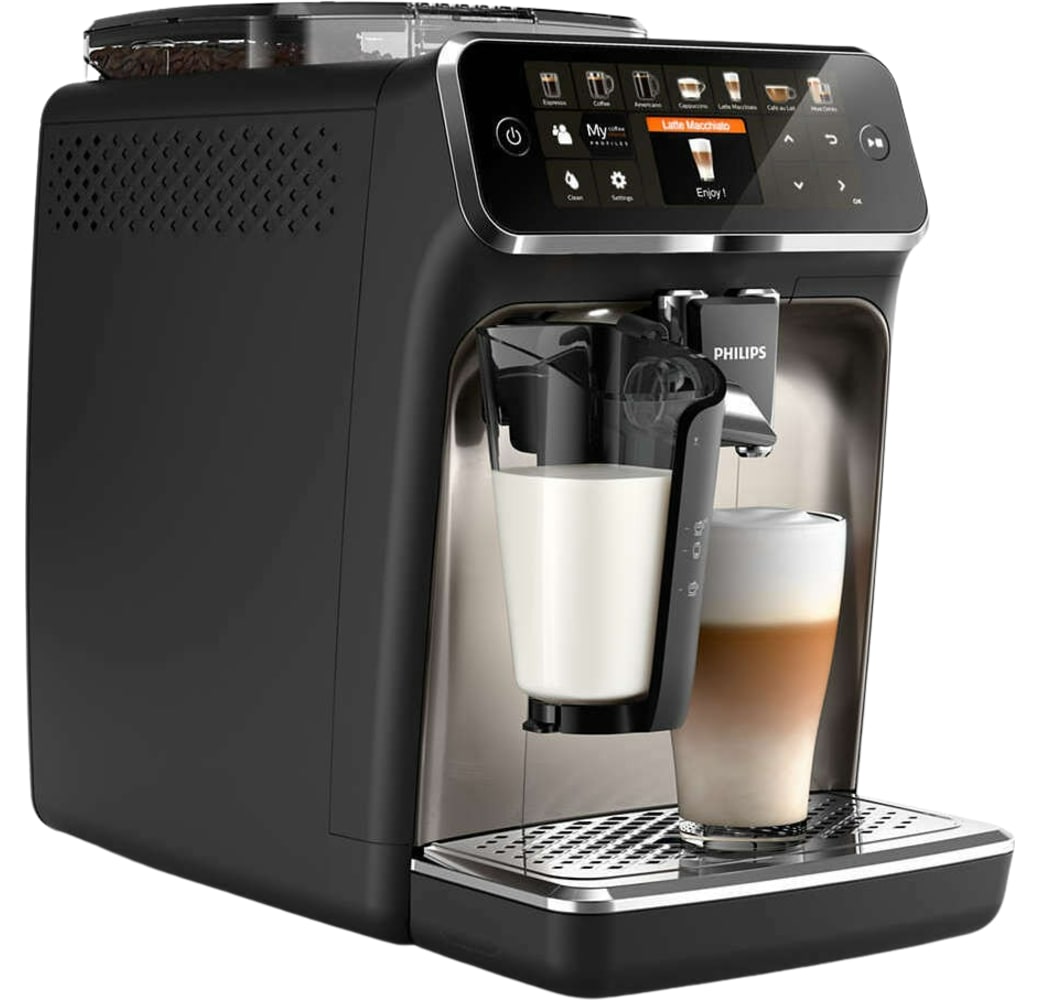 Schwarz / Chrom Philips Coffee Machine Philips EP5447/90 Serie 5400 LatteGo.2