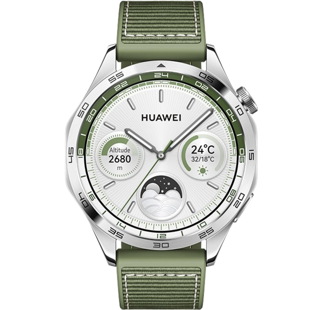 Green Huawei GT4 Smartwatch, Stainless Steel Case, 46mm.2