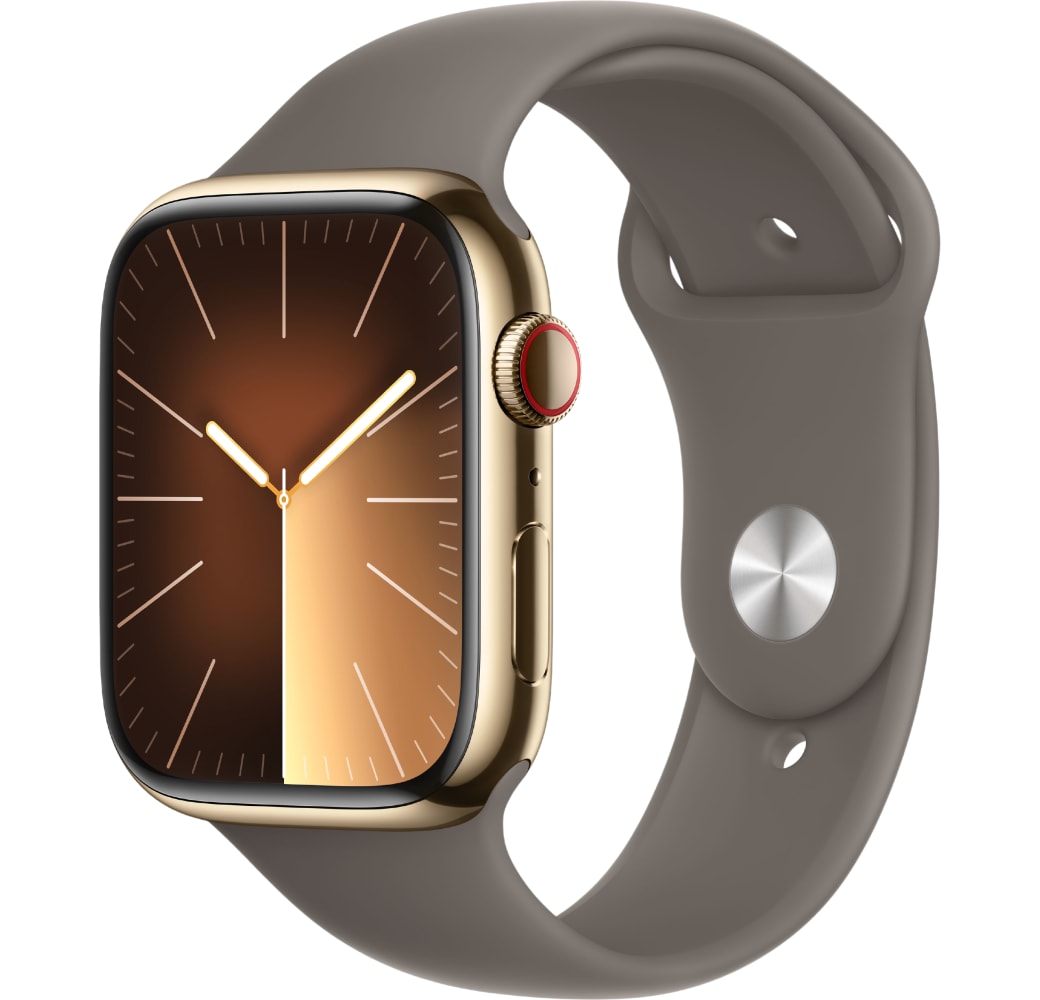 Klei bruin Apple Watch Series 9 GPS + Cellular, roestvrijstalen kast, 45 mm.1