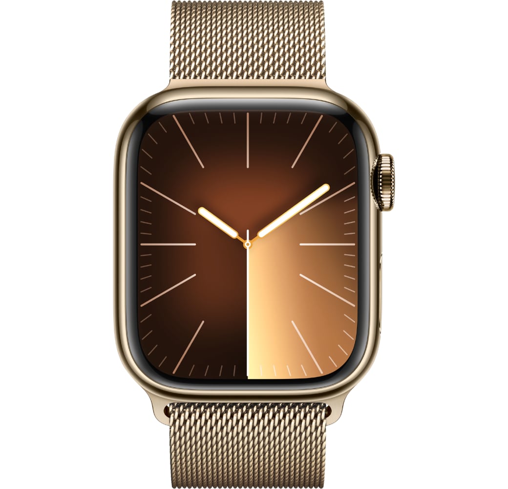 Oro Apple Watch Series 9 GPS + Celular, acero inoxidable, 41 mm.2