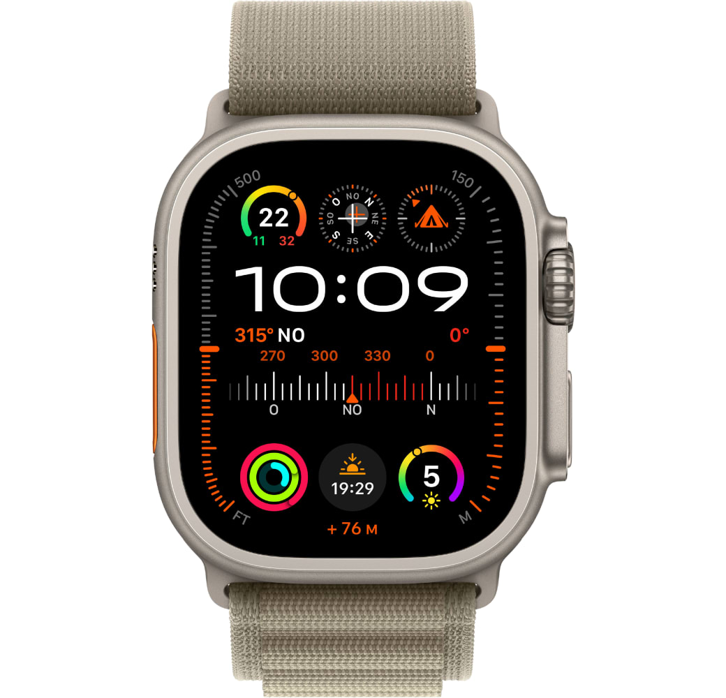Olijf Apple Watch Ultra 2 GPS + Cellular, Titanium Case and Alpine Loop, L.2