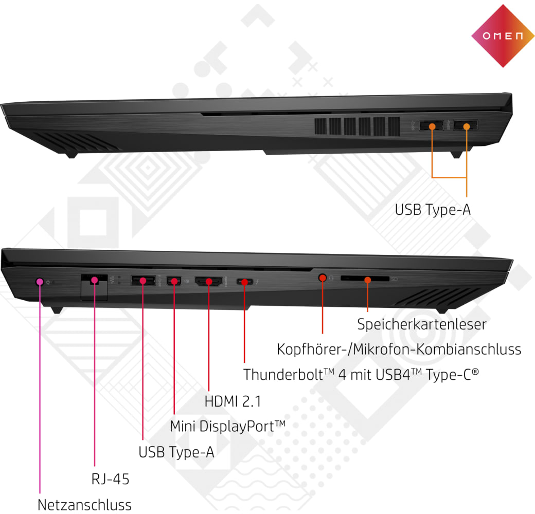 Schwarz HP Omen 17-ck2077ng Gaming Notebook - Intel® Core™ i7-13700HX - 32GB - 512GB SSD - NVIDIA® GeForce® RTX 4080.6