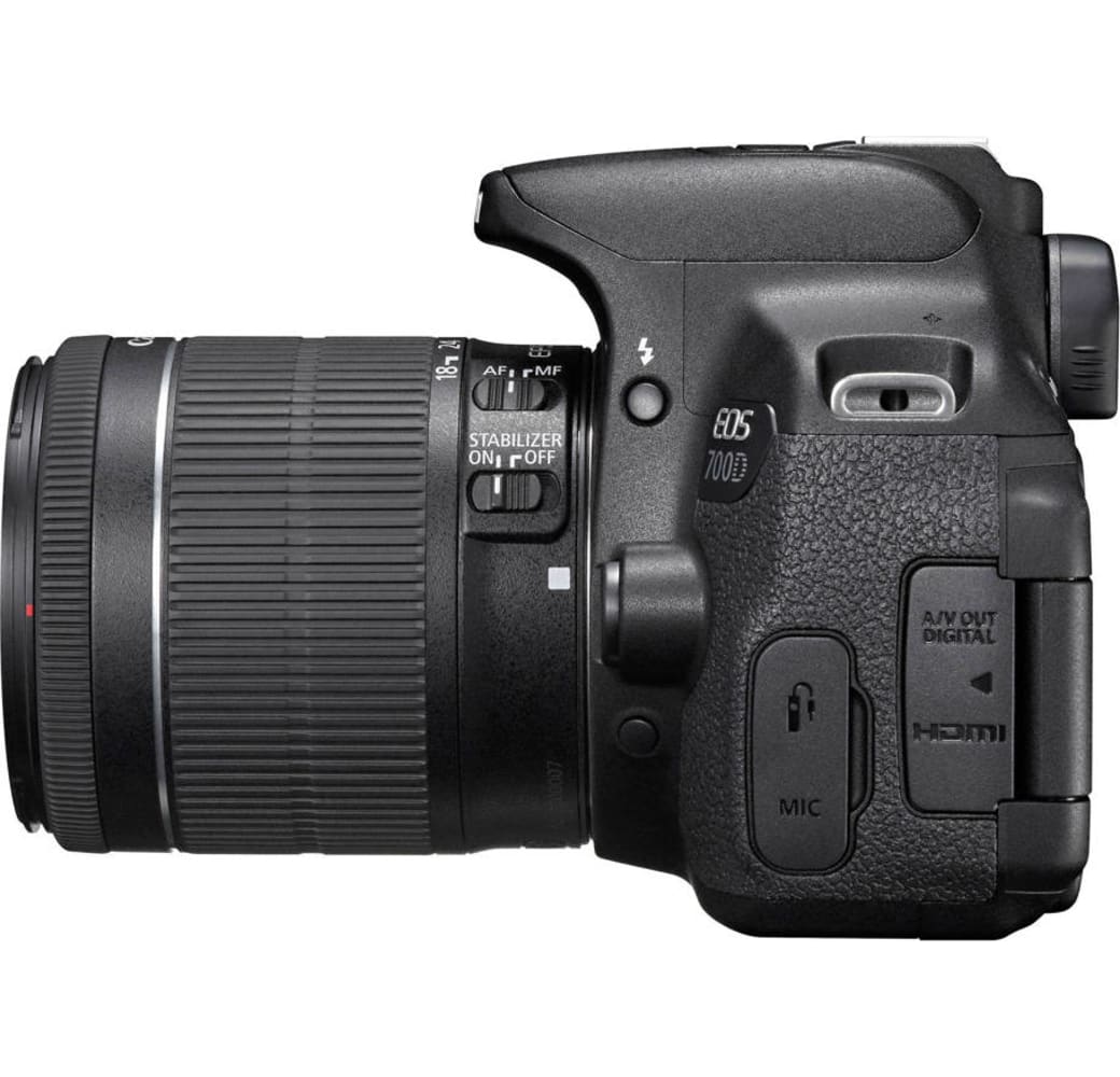 Schwarz Canon EOS 700D + EF-S 18-55 mm Objektiv.2